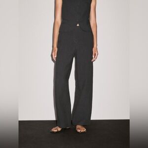 Massimo Dutti 100% linen wide leg pants